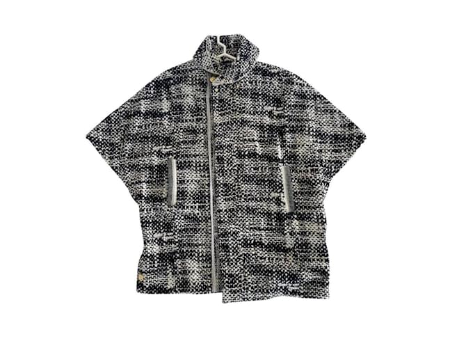 Chanel Veste cape en coton éponge noir et blanc FR 34/36  ref.749921