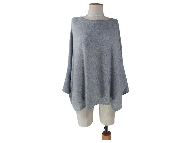 Autre Marque Jersey Poncho Oversize Someday de mezcla de cachemira y lana gris