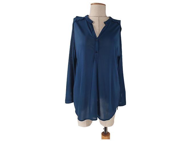 Filippa K Blue Viscose Polyamide Blouse Top XL
