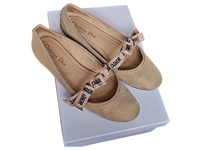 Dior J'Adior sapatilhas bege em tecido 38