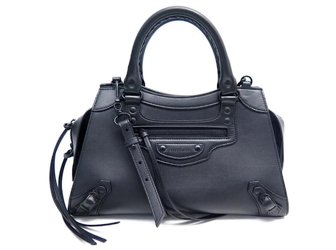BALENCIAGA NEO CLASSIC PM BLACK LEATHER SHOULDER BAG HAND BAG PURSE  ref.750305