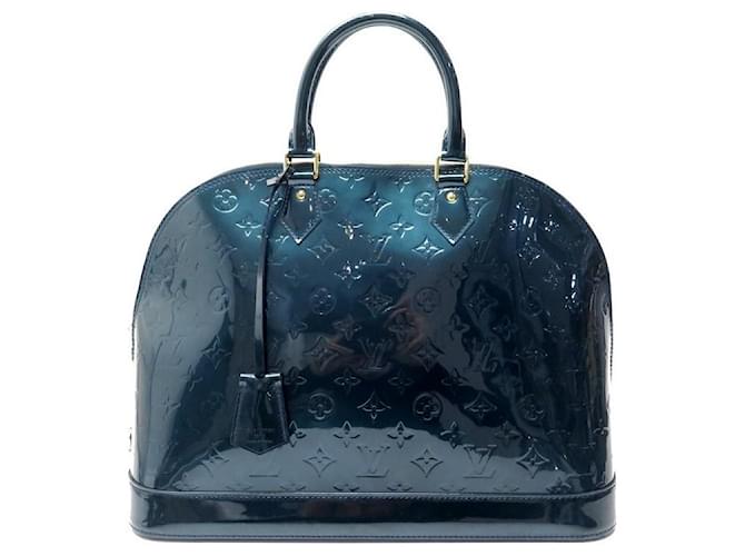 NEW LOUIS VUITTON ALMA GM LEATHER MONOGRAM PATENT BLUE HAND BAG Patent leather  ref.750319