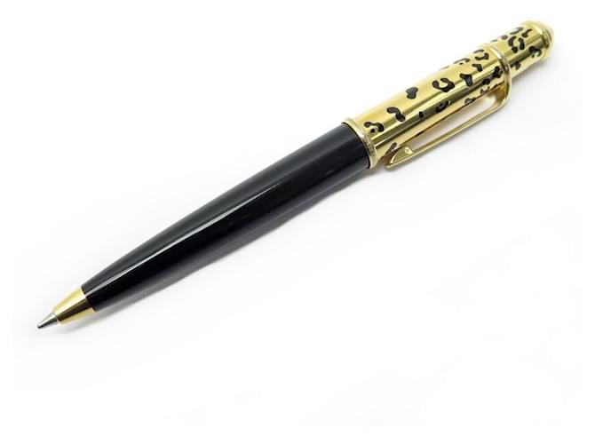 CARTIER BALLPOINT PEN MINI DIABOLO PANTHERE BLACK LACQUER & GOLD PLATED PEN Gold-plated  ref.750321