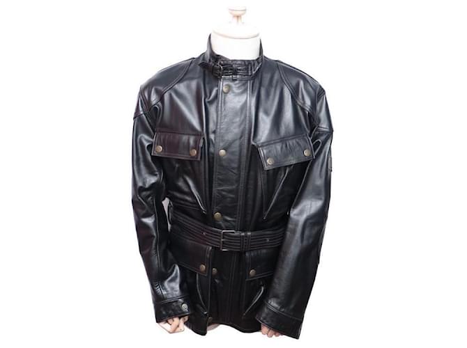 NEW BELSTAFF THE PANTHER XL MOTORCYCLE JACKET 56 BLACK LEATHER JACKET  ref.750322