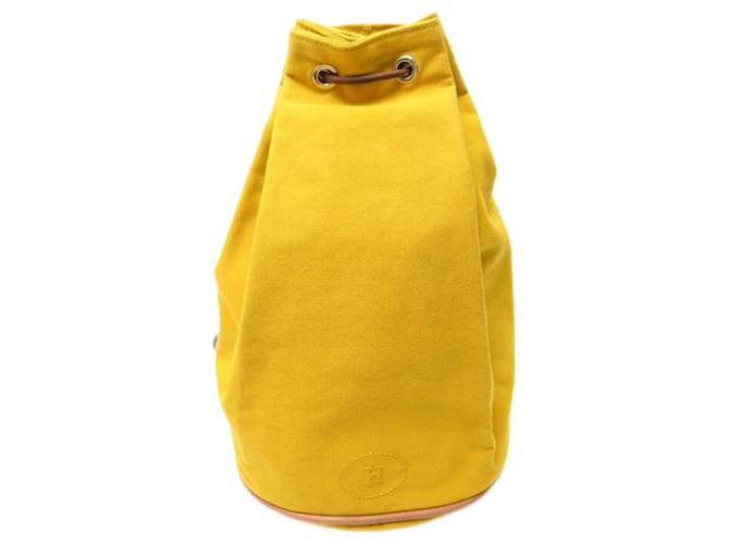 Hermès HERMES POLOCHON MIMILE YELLOW COTTON YELLOW CANVAS BACKPACK BACKPACK  ref.750324