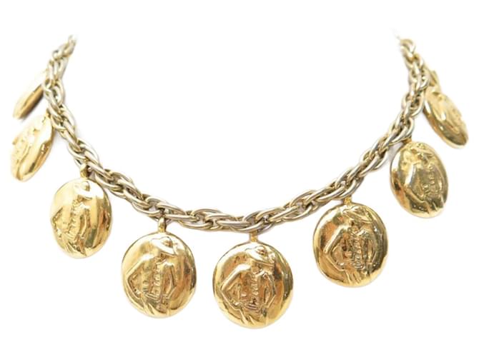 VINTAGE CHANEL MADEMOISELLE GABRIELLE COCO NECKLACE IN GOLD METAL GOLDEN NECKLACE  ref.750332