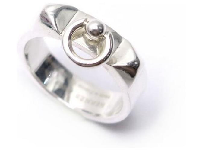 Hermès HERMES DOG COLLAR RING PM H115607b00046 T52 IN STERLING SILVER RING Silvery  ref.750355