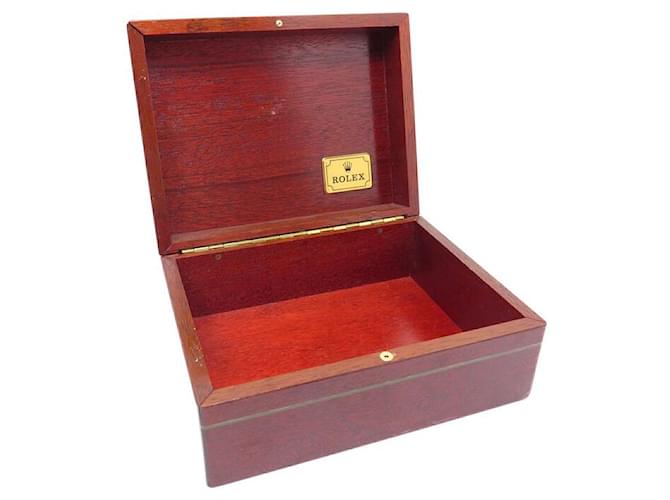 VINTAGE BOX FOR ROLEX WATCHES 81.00.09 VARNISHED WOOD MAHOGANY BROWN WATCH BOX  ref.750370