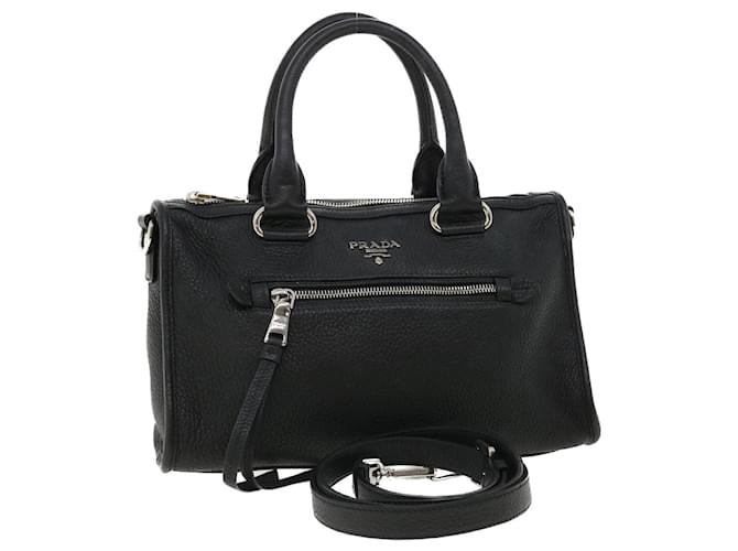 PRADA Hand Bag Leather 2way Black Auth ar8509  ref.750722