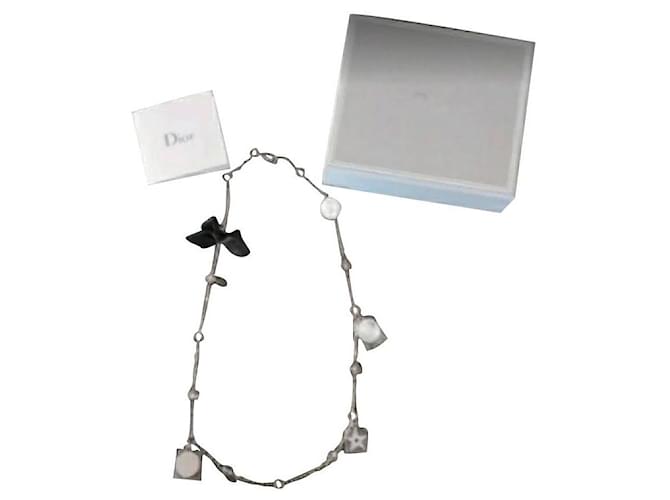 Christian Dior Charm necklace Silvery Steel  ref.750823