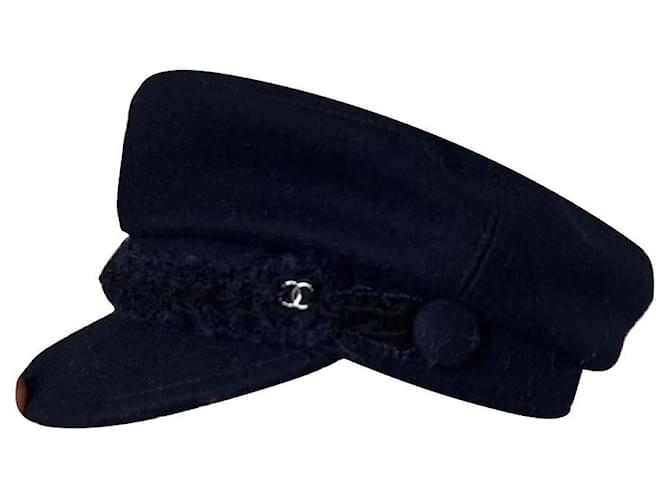 Chapeau Chanel Paris Hamburg Tweed Cap Noir  ref.751332