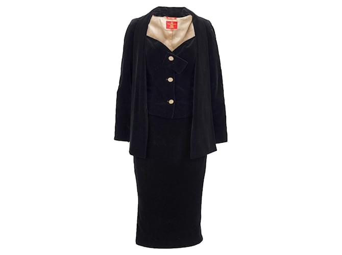Vivienne Westwood costume en velours noir label rouge Coton  ref.751434