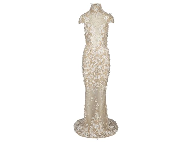 Zuhair Murad Haute Couture Embellished Paillettes Gown White Silk  ref.751472