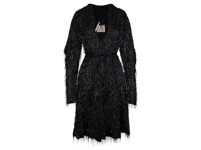 Vivienne Westwood Schwarzes Kleid mit Glitzerfransen Seide  ref.751491