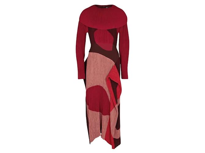 Roksanda Plissé-Kleid Rot Polyester  ref.751503