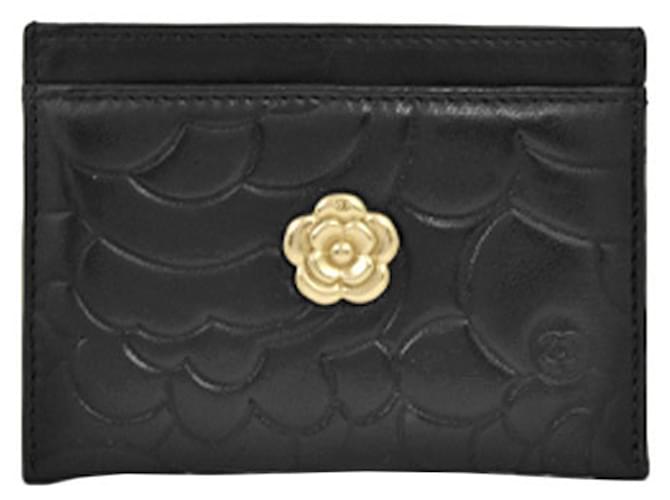 Chanel Camellia Black Leather  ref.751673