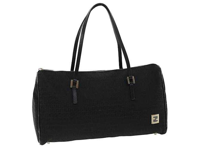 FENDI Zucchino Canvas Hand Bag Black Auth 33935 Cloth  ref.751822