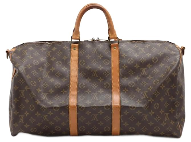 Brown Coated Canvas Louis Vuitton Keepall Cloth  ref.751949