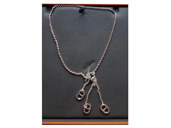 Hermès Parade kleines Modell Silberhalskette Silber Hardware Geld