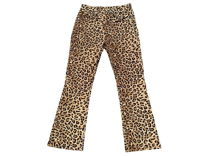 Jeans Bootcut R13 Velluto a Coste Beige Leopardato Nero