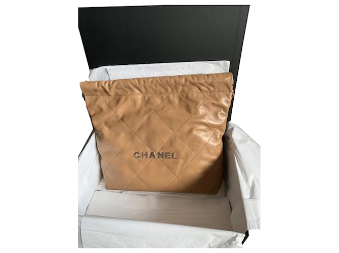 Chanel 22 Bolso Castaño Cuero  ref.752052