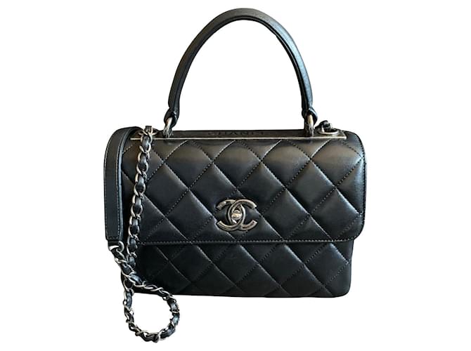 condensador Menstruación agradable Chanel Bolso con asa superior Trendy CC Negro Cuero ref.752058 - Joli Closet