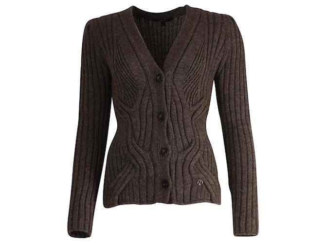 Cardigan in maglia moderna aderente Gucci in lana grigia Grigio  ref.752126