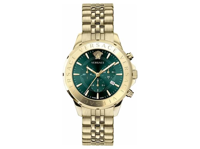 Versace Chrono Signature Steel Watch Golden Metallic  ref.752138