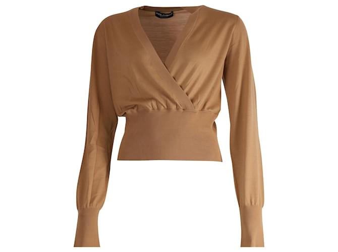 Dolce & Gabbana Wrap Style Top in Camel Wool Yellow  ref.752181