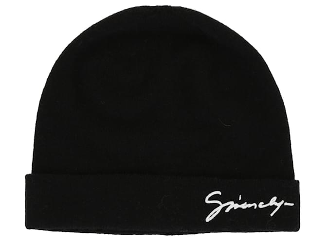 Kaschmir-Mütze mit aufgesticktem Logo von Givenchy Schwarz Wolle  ref.752185