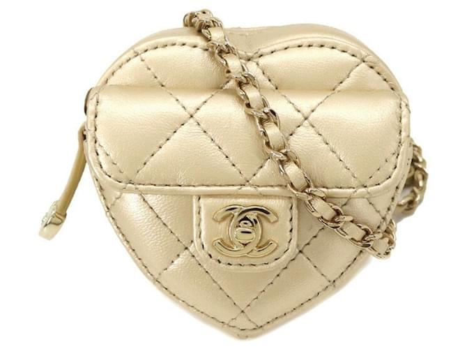 Wallet On Chain Carteira Chanel em corrente Dourado Couro  ref.752391