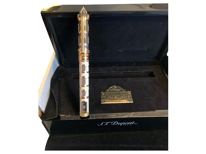 St Dupont From Paris un Love Rollerball Stift Keramik Silber Hardware Gold hardware