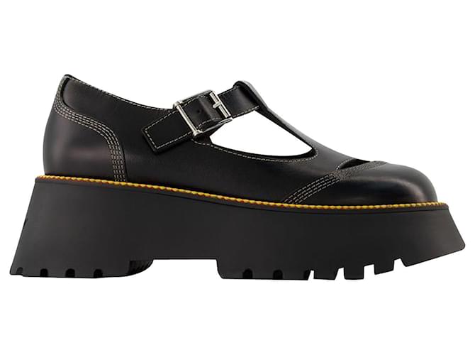 Burberry Zapatos Derby de cuero negros  ref.752554