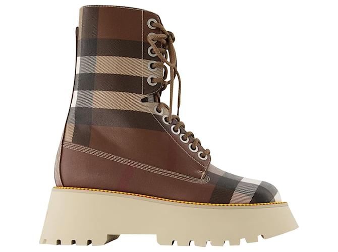 Burberry Exaggerated Check leatherette platform boots Multiple colors  ref.752590