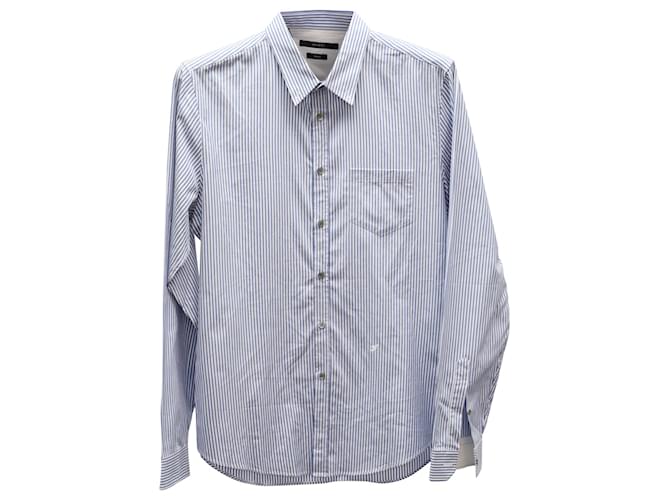 Gucci Nadelstreifen-Hemd mit Knöpfen aus hellblauer Baumwolle  ref.752632