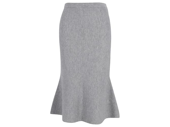 Iris & Ink Knit Flared Skirt in Gray Wool Grey  ref.752642