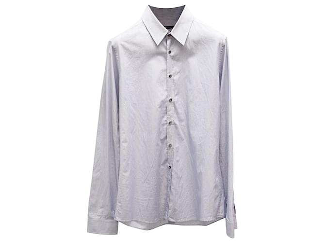Camisa social Gucci risca de giz em algodão branco Azul  ref.752645