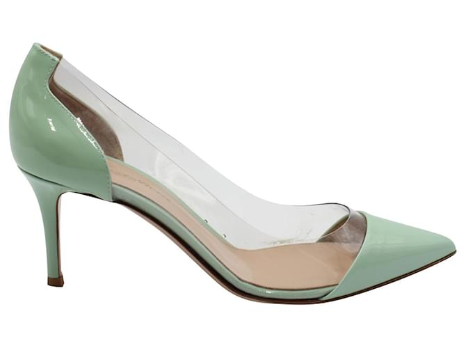 Gianvito Rossi PVC Point Toe Pumps in Mint Green Patent Leather  ref.752678