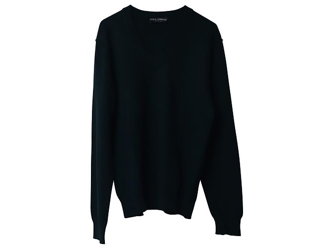 Dolce & Gabbana Pullover mit V-Ausschnitt aus grünem Kaschmir