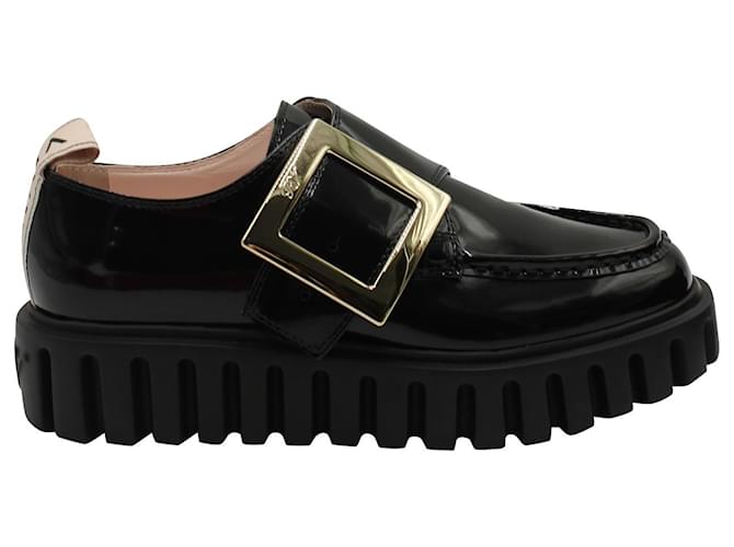 Roger Vivier Viv’ Buckle Loafers in Black Patent Leather  ref.752703
