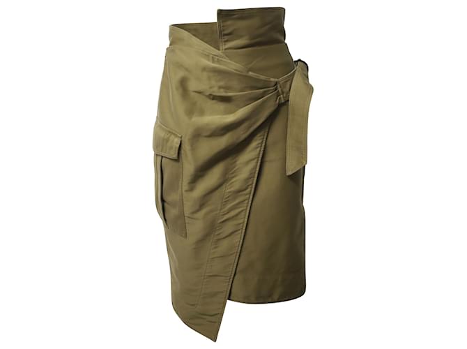 Isabel Marant Giulia Wrap Skirt in Khaki Cotton Green  ref.752706