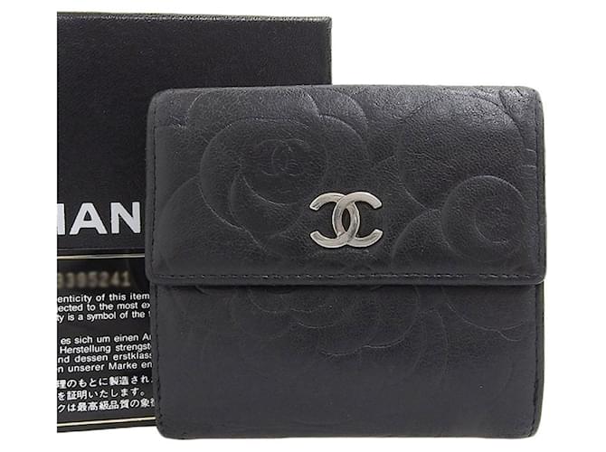 Chanel Camellia Black Leather  ref.752710