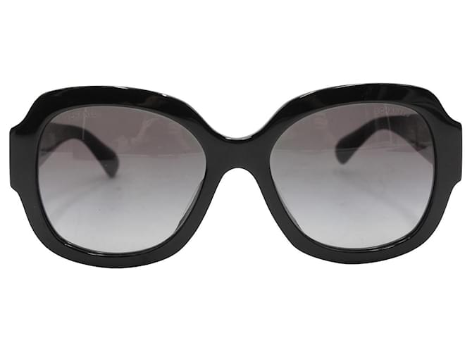 Óculos de sol com logo Chanel CC em acetato preto Fibra de celulose  ref.752777