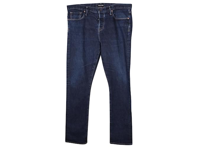 Tom Ford Slim Fit Jeans aus blauem Baumwolldenim Baumwolle  ref.752786