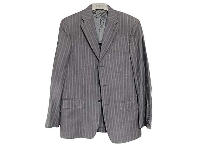 Impressionante jaqueta blazer masculina Valentino Preto Azul Cinza antracite Algodão  ref.752808