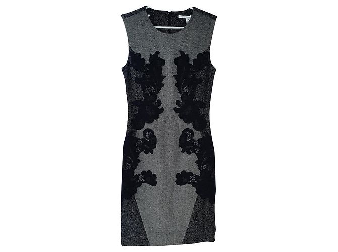 Diane Von Furstenberg Kleid Grau Wolle Nylon Acryl