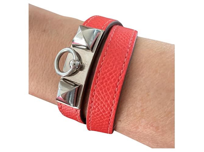 Kelly Bracelet Hermès Rivale Rose Cuir 