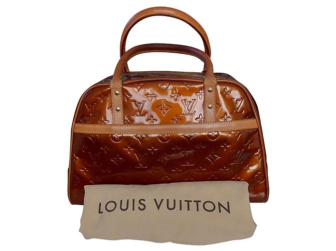 Louis Vuitton Monogramm Lackleder Handtasche Cognac Bronze Kupfer