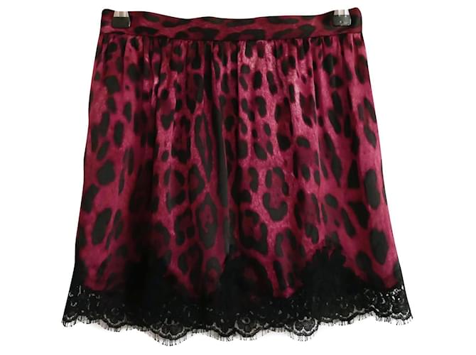 Minifalda de seda con ribete de encaje de Dolce & Gabbana Ciruela  ref.752977
