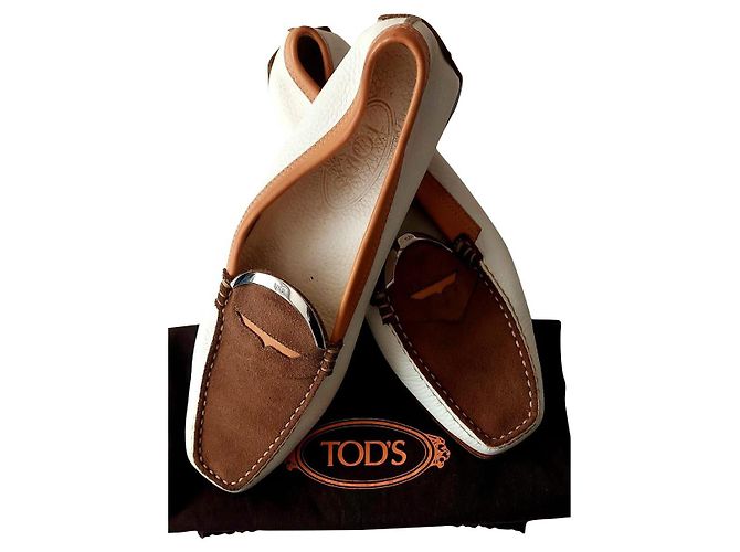Mocasines Tod's de piel Eggshell Bronze Caramel Cobre Blanco roto Bronce Caramelo